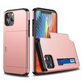 Husă Hibridă iPhone 12/12 Pro cu Slot Glisant pentru Card - Auriu Roze