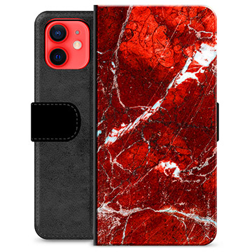 Husă Portofel Premium - iPhone 12 mini - Marmură Roșie