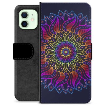 Husă Portofel Premium - iPhone 12 - Mandala Colorată