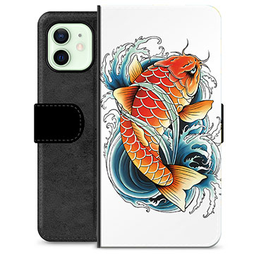 Husă Portofel Premium - iPhone 12 - Pește Koi