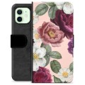 Husă Portofel Premium - iPhone 12 - Flori Romantice