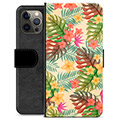Husă Portofel Premium - iPhone 12 Pro Max - Flori Roz