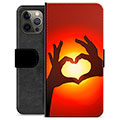 Husă Portofel Premium - iPhone 12 Pro Max - Silueta Inimii