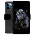 Husă Portofel Premium - iPhone 12 Pro - Pantera Neagră