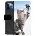 Husă Portofel Premium - iPhone 12 Pro - Pisică