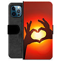 Husă Portofel Premium - iPhone 12 Pro - Silueta Inimii
