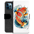 Husă Portofel Premium - iPhone 12 Pro - Pește Koi
