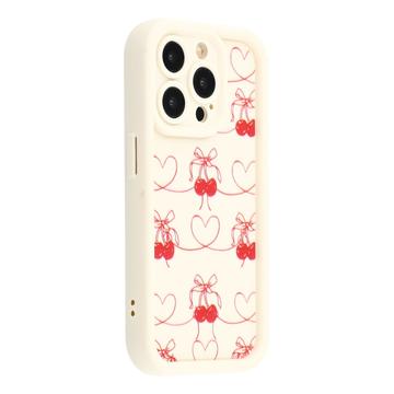 Husă TPU rezistentă la șocuri iPhone 12 Pro cu margini ridicate - alb / Cireșe cu fundiță