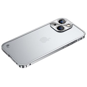 Bumper Protecție Metalic cu Spate din Plastic - iPhone 13 - Argintiu