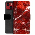 Husă Portofel Premium - iPhone 13 Mini - Marmură Roșie