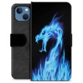 Husă Portofel Premium - iPhone 13 - Dragon din Foc Albastru