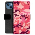 Husă Portofel Premium - iPhone 13 - Camuflaj Roz