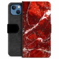 Husă Portofel Premium - iPhone 13 - Marmură Roșie