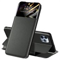 Husă Flip iPhone 13 Pro - Front Smart View - Negru