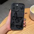 iPhone 13 Pro Max Husă TPU cu imprimeu de fluturi - Negru