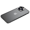 Bumper Protecție Metalic cu Spate din Plastic - iPhone 13 Pro Max - Negru