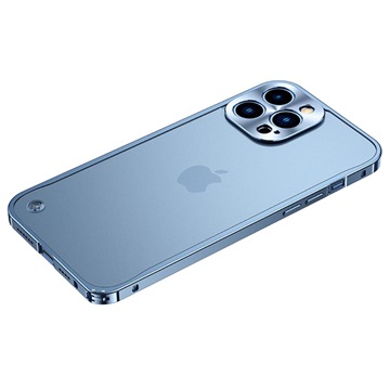 Bumper Protecție Metalic cu Spate din Plastic - iPhone 13 Pro Max - Albastru