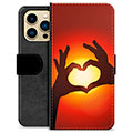 Husă Portofel Premium - iPhone 13 Pro Max - Silueta Inimii