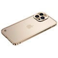 Bumper Protecție Metalic cu Spate din Plastic - iPhone 13 Pro - Auriu