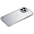 Bumper Protecție Metalic cu Spate din Plastic - iPhone 13 Pro - Argintiu