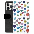 Husă Portofel Premium - iPhone 13 Pro - Inimi