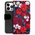 Husă Portofel Premium - iPhone 13 Pro - Flori Vintage