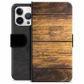 Husă Portofel Premium - iPhone 13 Pro - Lemn