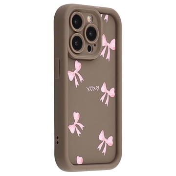 Husă TPU rezistentă la șocuri iPhone 13 Pro cu margini ridicate - maro / fundă