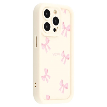 Husă TPU rezistentă la șocuri iPhone 13 Pro cu margini ridicate - alb / fundă