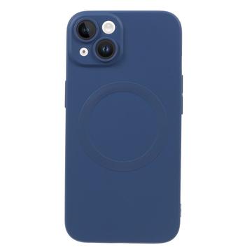 Husă din silicon pentru iPhone 13 cu protecție pentru camera foto - compatibilă cu MagSafe - albastru închis