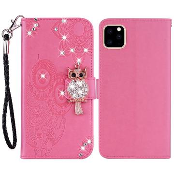 iPhone 14 Bufniță Rhinestone portofel caz