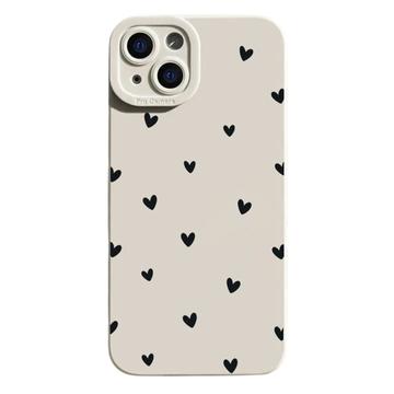 iPhone 14 Plus Husă subțire din TPU cu model cu inimă - alb / negru