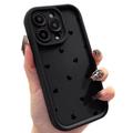 iPhone 14 Pro Husă TPU rezistentă la șocuri cu model de inimă și margini ridicate - negru