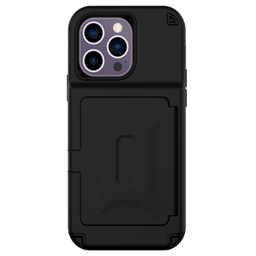 Husă Hibrid iPhone 14 Pro - Oglindă Ascunsă și Slot Card - Negru