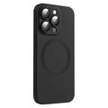Carcasă iPhone 14 Pro Liquid Silicone cu protecție pentru obiectivul camerei foto - compatibilă cu Magsafe - Negru