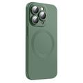 Carcasă iPhone 14 Pro Liquid Silicone cu protecție pentru obiectivul camerei foto - compatibilă cu Magsafe - Verde