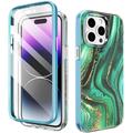 iPhone 14 Pro Max Ahastyle WE13 carcasă hibridă cu protecție 360 - Marmură verde
