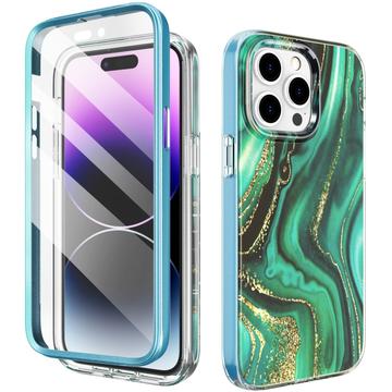 iPhone 14 Pro Max Ahastyle WE13 carcasă hibridă cu protecție 360 - Marmură verde