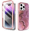 iPhone 14 Pro Max Ahastyle WE13 carcasă hibridă cu protecție 360 - Marmură violetă