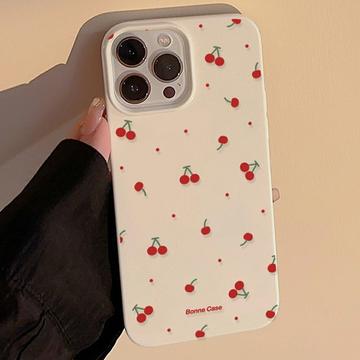 Husă TPU cu model de cireșe iPhone 14 Pro Max - Alb