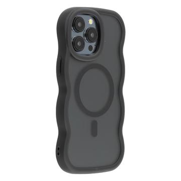 iPhone 14 Pro Husă hibridă magnetică cu margini ondulate - negru
