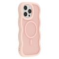 iPhone 14 Pro Husă hibridă magnetică cu margini ondulate - roz
