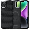 Husă din plastic iPhone 14 Tech-Protect Ion Carbon - compatibilă cu MagSafe - negru / argintiu