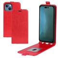 Husă Flip Vertical cu Slot de Card iPhone 14 - Roșu