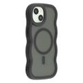iPhone 14 Husă hibridă magnetică cu margini ondulate - negru