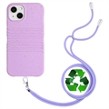 Husă Biodegradabilă iPhone 14 cu Șnur - Seria String - Violet