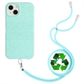 Husă Biodegradabilă iPhone 14 cu Șnur - Seria String - Sky Blue