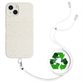 Husă Biodegradabilă iPhone 14 cu Șnur - Seria String - Alb