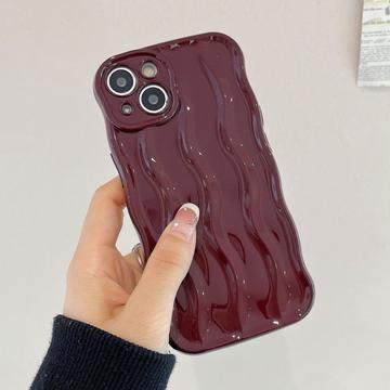 iPhone 15 3D Linear Wavy Case - Roșu vin