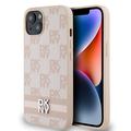 Husă pentru iPhone 15 DKNY Checkered Pattern and Stripe - roz